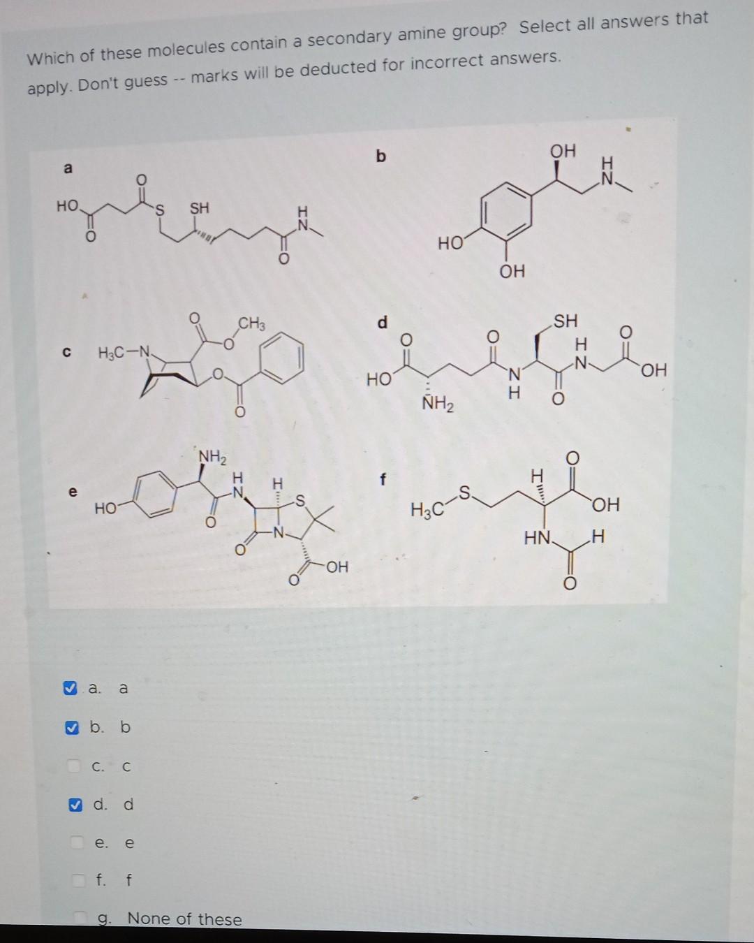 Solved Which of these molecules contain a secondary amine | Chegg.com