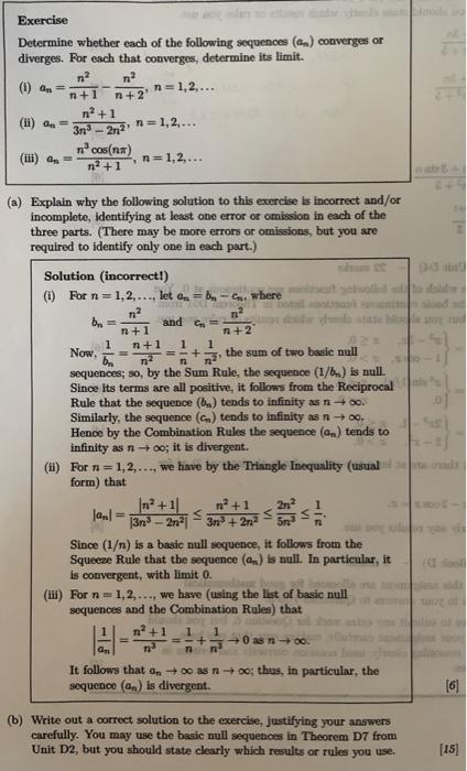 Solved Exercise Determine whether each of the following | Chegg.com