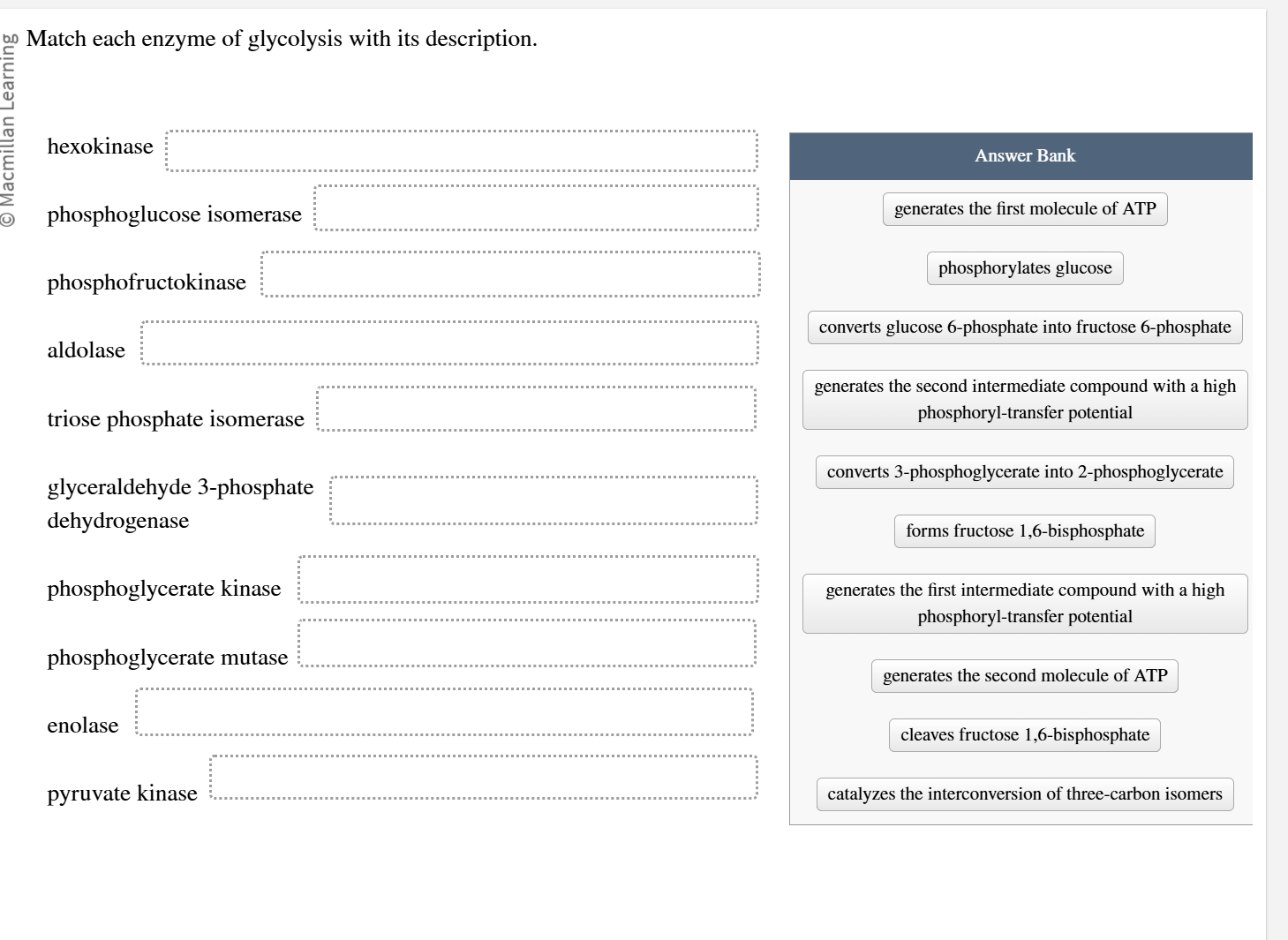 Solved Match each enzyme of glycolysis with its | Chegg.com