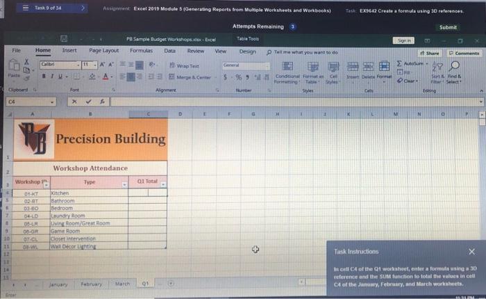 Solved Task 3 of 34 Assignment Excel 2019 Module 5 | Chegg.com