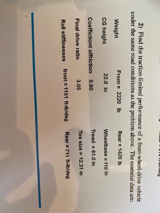 Solved EXAMPLE PROBLEMS 1) Find the traction-limited | Chegg.com