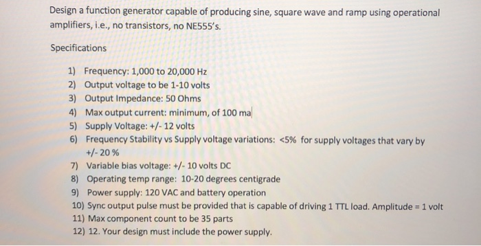 Solved Design a function generator capable of producing | Chegg.com