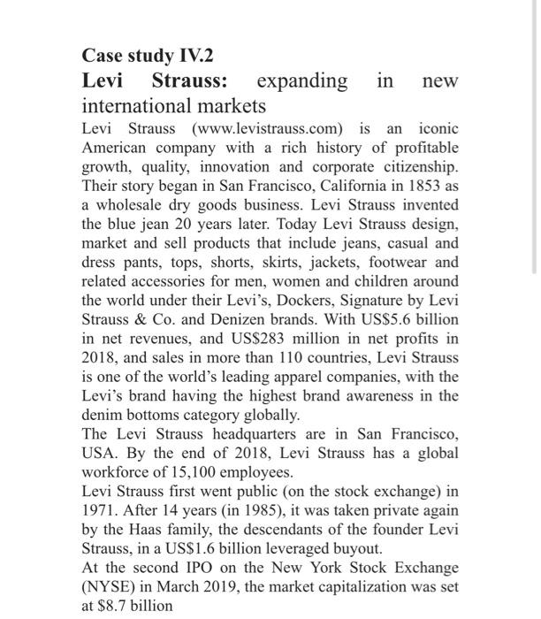 Levi strauss case deals study