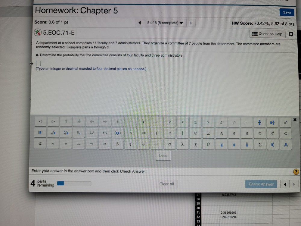 Solved Homework: Chapter 5 Save Score: 0.6 of 1 pt 8 of 8 (8 | Chegg.com