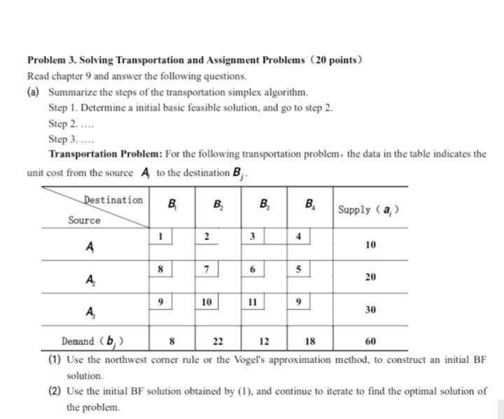 compare transportation problem and assignment problem