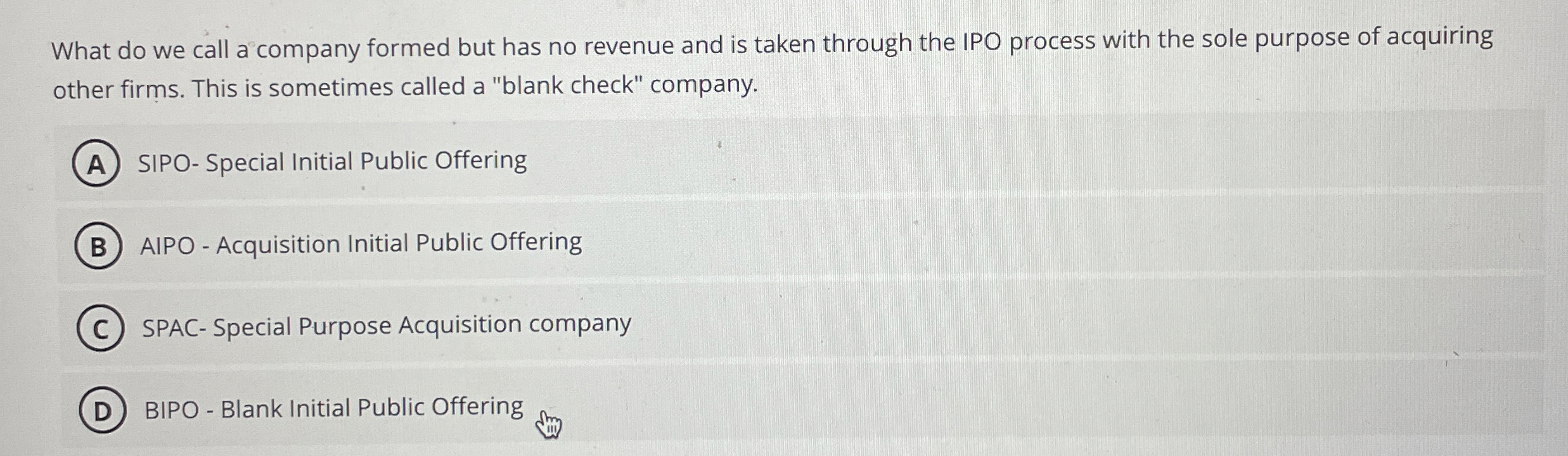 Solved What do we call a company formed but has no revenue | Chegg.com