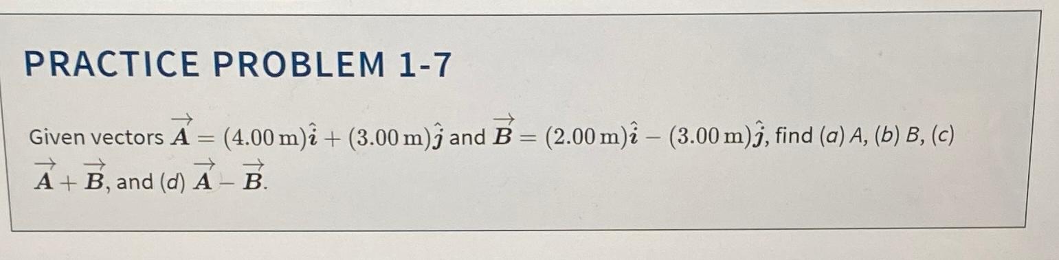 Solved PRACTICE PROBLEM 1-7Given Vectors | Chegg.com