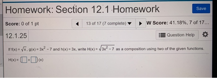 Solved Homework: Section 12.1 Homework Save Score: 0 of 1 pt | Chegg.com