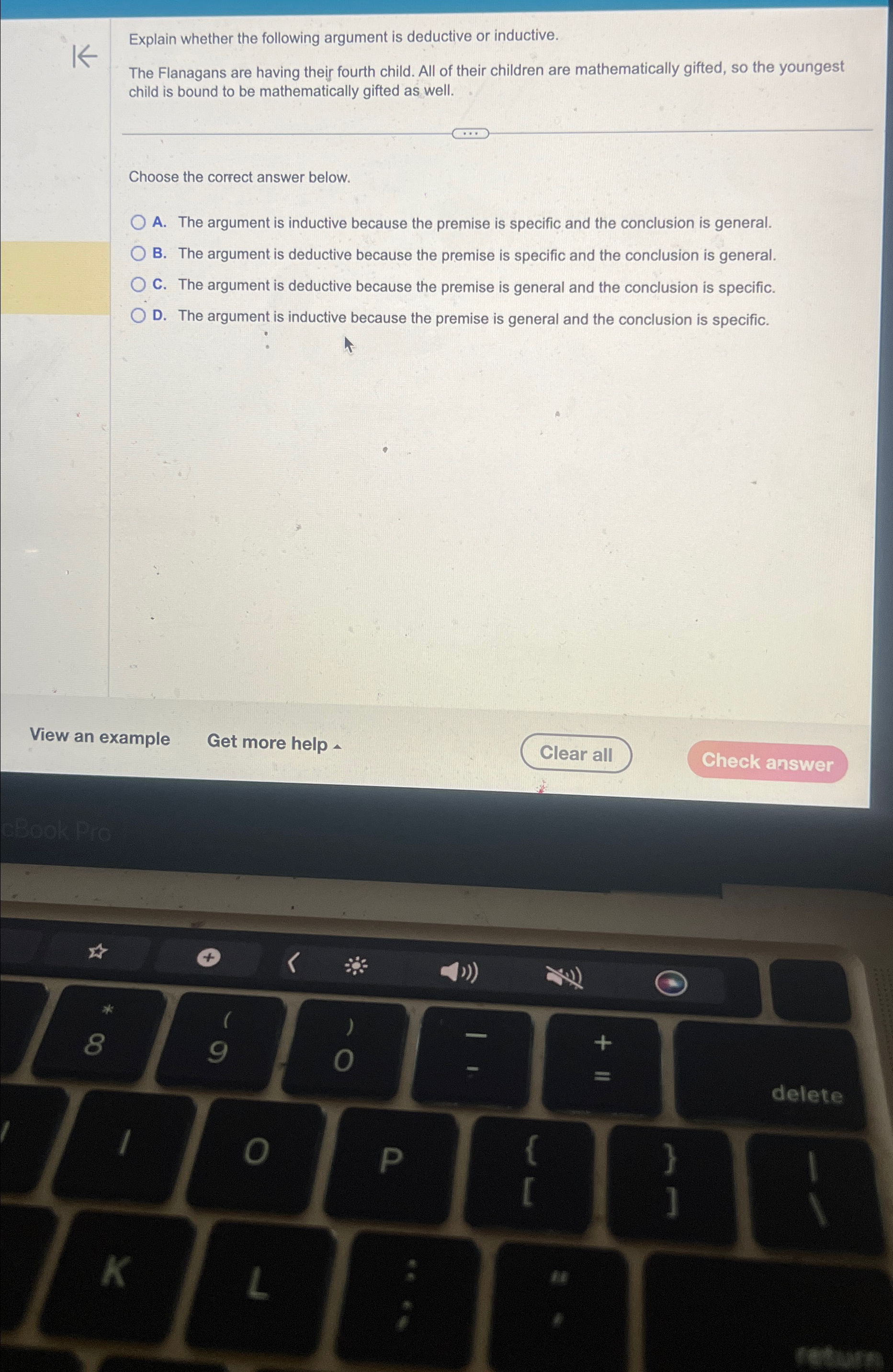 Solved Explain whether the following argument is deductive | Chegg.com
