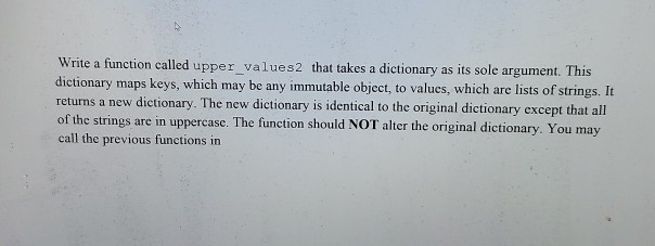 Solved Write a function called upper list that takes a list | Chegg.com