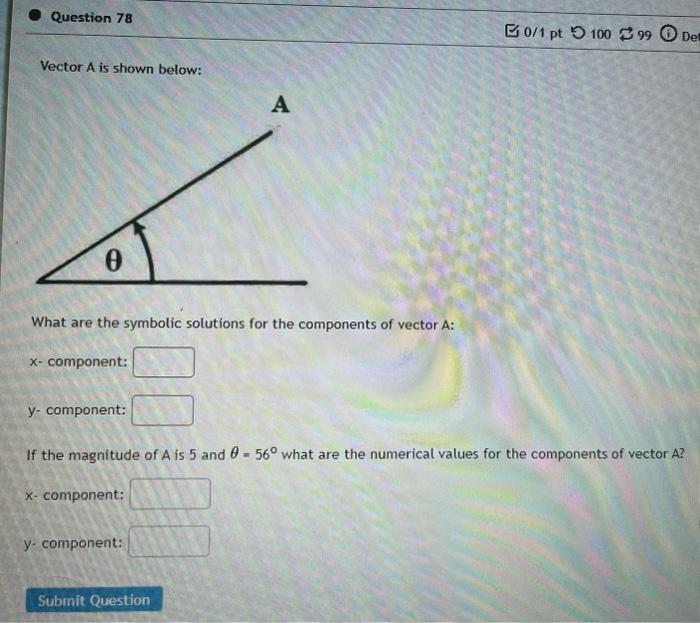 Solved Vector A is shown below: What are the symbolic | Chegg.com