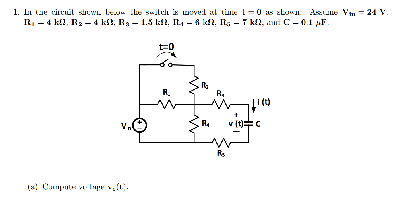 In ﻿the circuit shown below the switch is ﻿moved at | Chegg.com