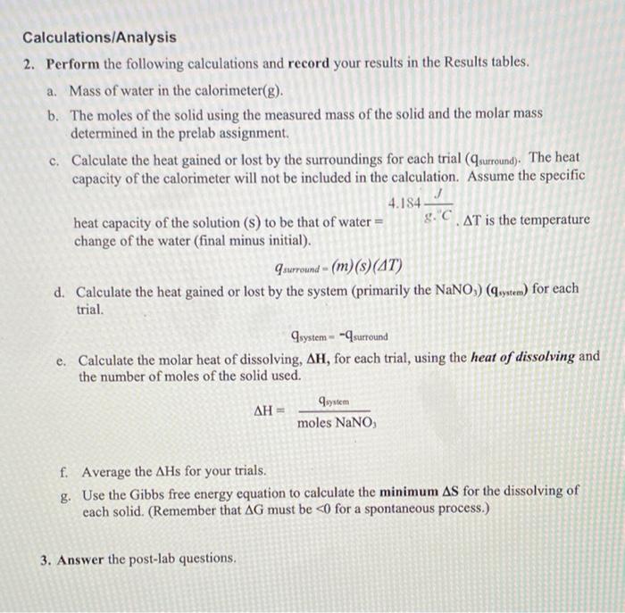 Solved Lab 10 Post-Lab Questions 1. Was the dissolution | Chegg.com