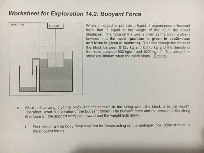 Worksheet for Exploration 14.2: Buoyant Force Time: | Chegg.com
