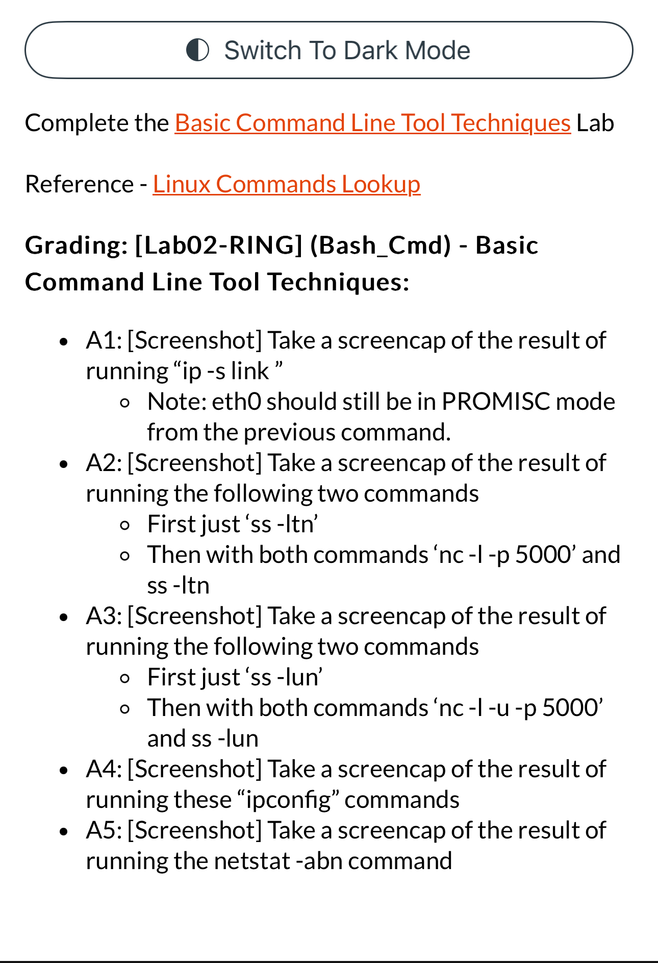 Solved Switch To Dark ModeComplete the Basic Command Line | Chegg.com