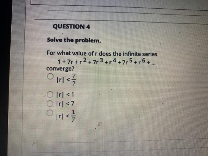 Solved QUESTION 4 Solve the problem. For what value of r | Chegg.com