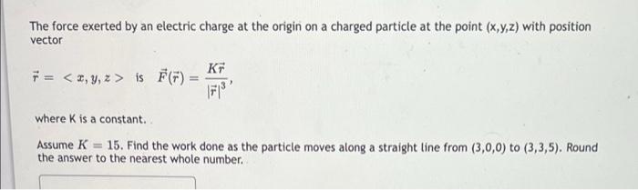 Solved The force exerted by an electric charge at the origin | Chegg.com