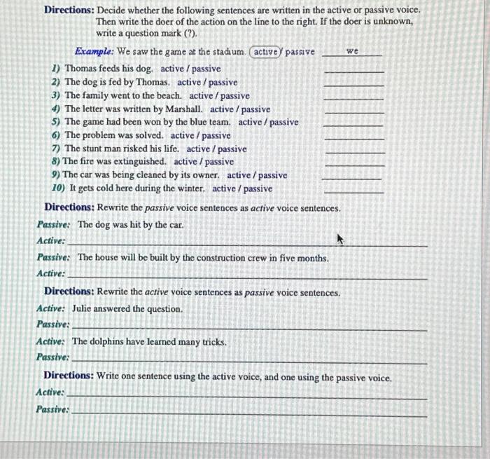 Directions: Decide whether the following sentences | Chegg.com