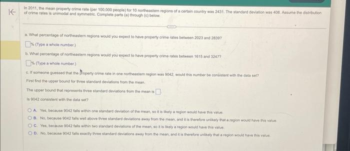 Solved In 2011, The Mean Property Crime Rate (pet 100.000 