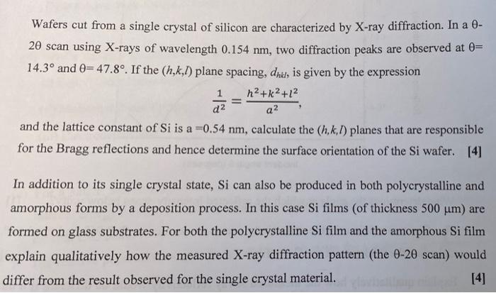 Solved Wafers cut from a single crystal of silicon are | Chegg.com