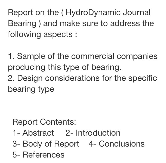 Solved Report on the (Hydro Dynamic Journal Bearing ) and