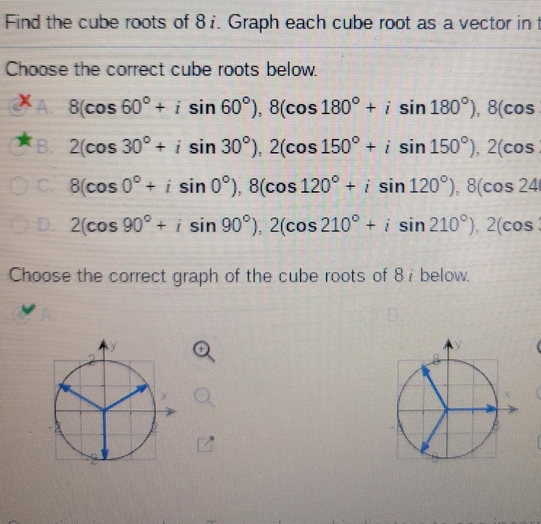 Solved Find the cube roots of 8i. Graph each cube root as a