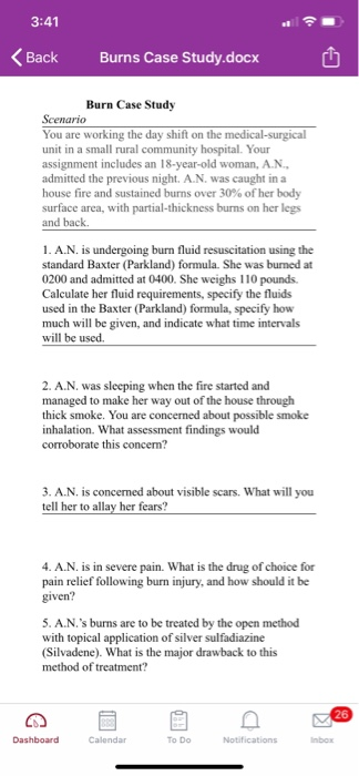 severe burn injury case study answers