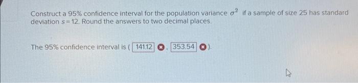 Solved Construct a 95% confidence interval for the | Chegg.com