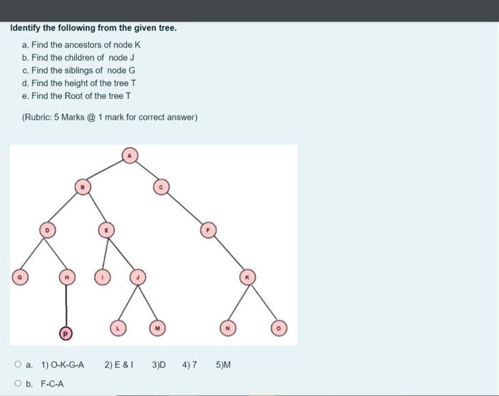 Solved Identify The Following From The Given Tree. A. Find | Chegg.com