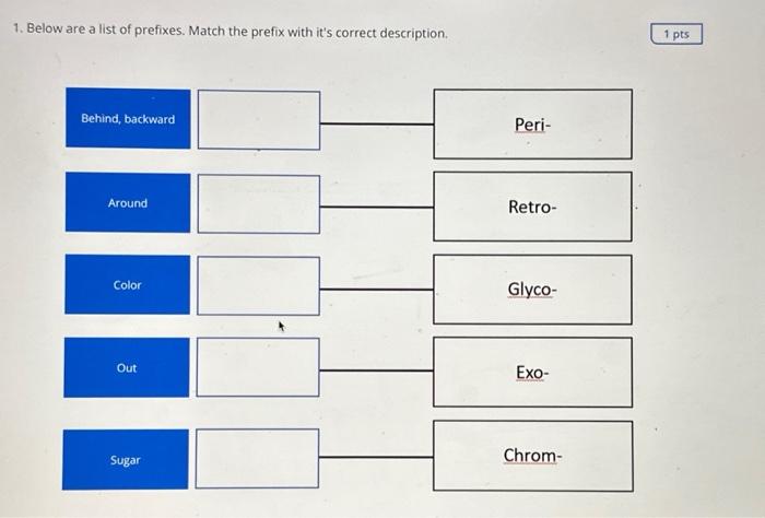 Solved 1. Below Are A List Of Prefixes. Match The Prefix | Chegg.com