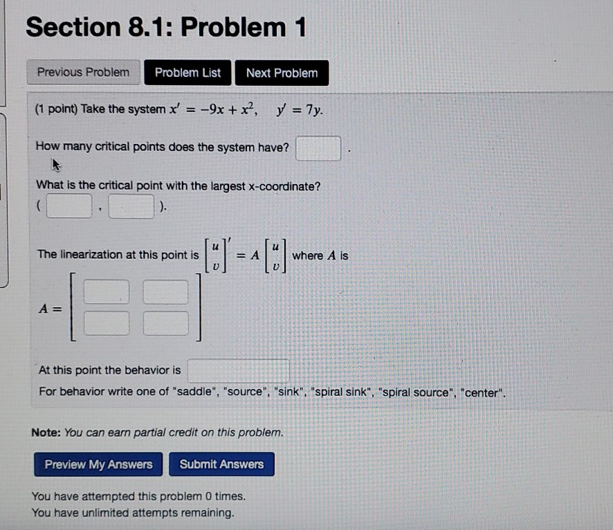 Solved Section 8.1: Problem 1 Previous Problem Problem List | Chegg.com