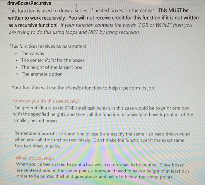 Solved i need to write a fucntion that draws boxes using a | Chegg.com