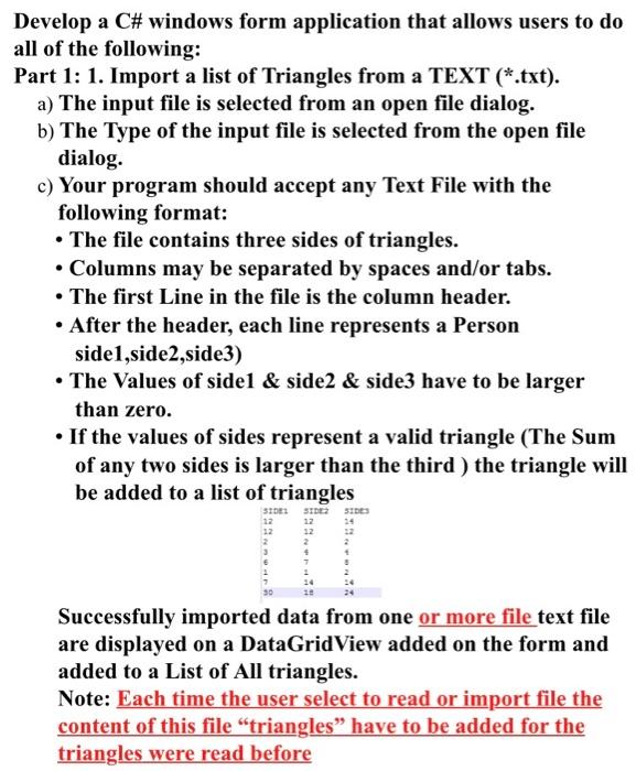 Solved Develop a C# windows form application that allows | Chegg.com