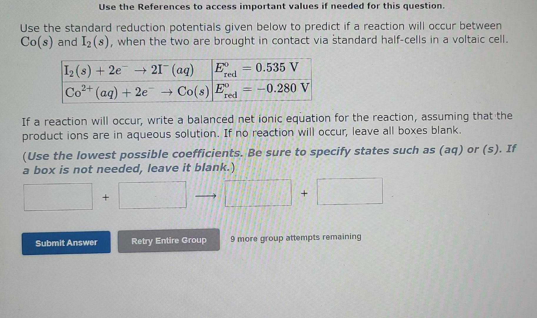 Solved Use the standard reduction potentials given below to