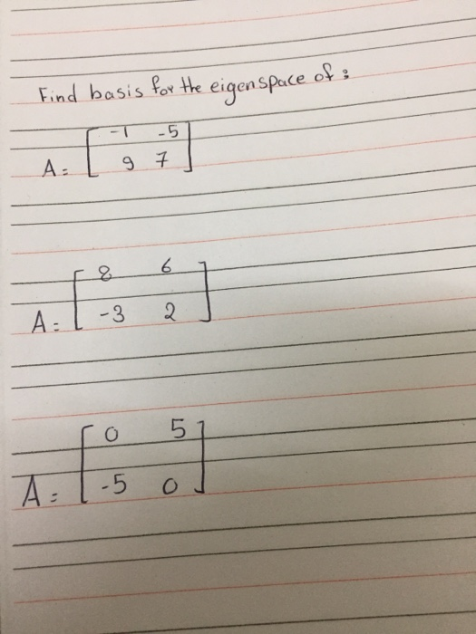 Solved Find basis for the eigenspace - -5 97 A: 8. 6 ਹੈ A: | Chegg.com