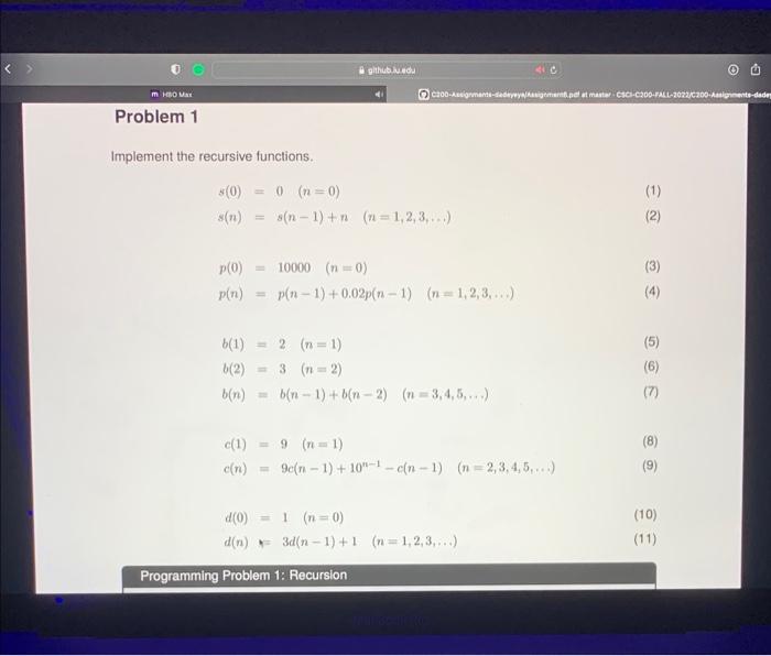 Solved Implement The Recursive Functions 2367