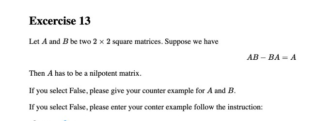 Solved Excercise 13 Let A And B Be Two 2 X 2 Square | Chegg.com