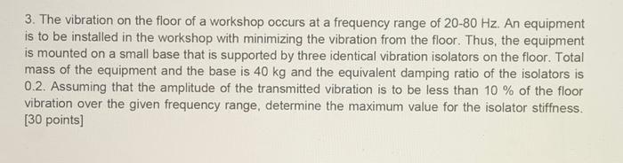 3. The vibration on the floor of a workshop occurs at | Chegg.com