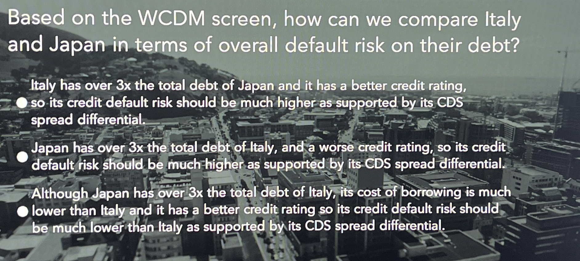 Solved Based on the WCDM screen, how can we compare Italy | Chegg.com