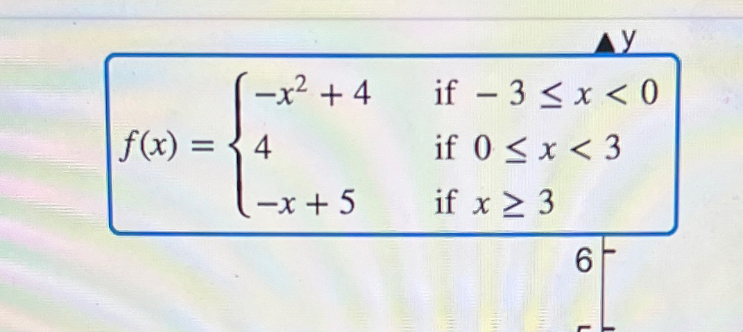 Solved f(x)={-x2+4 if -3≤x