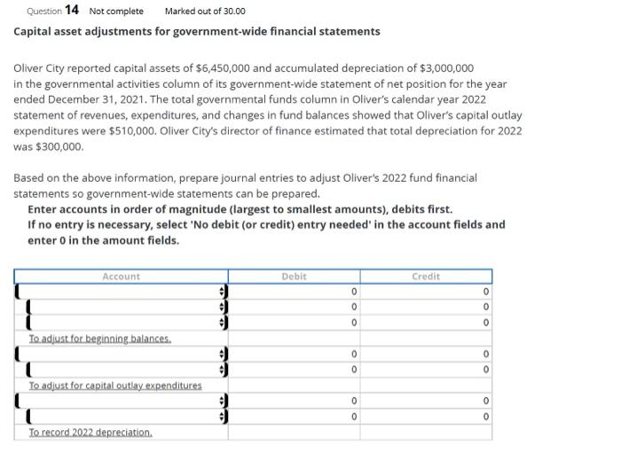 Solved Question 14 Not complete Marked out of 30.00 Capital