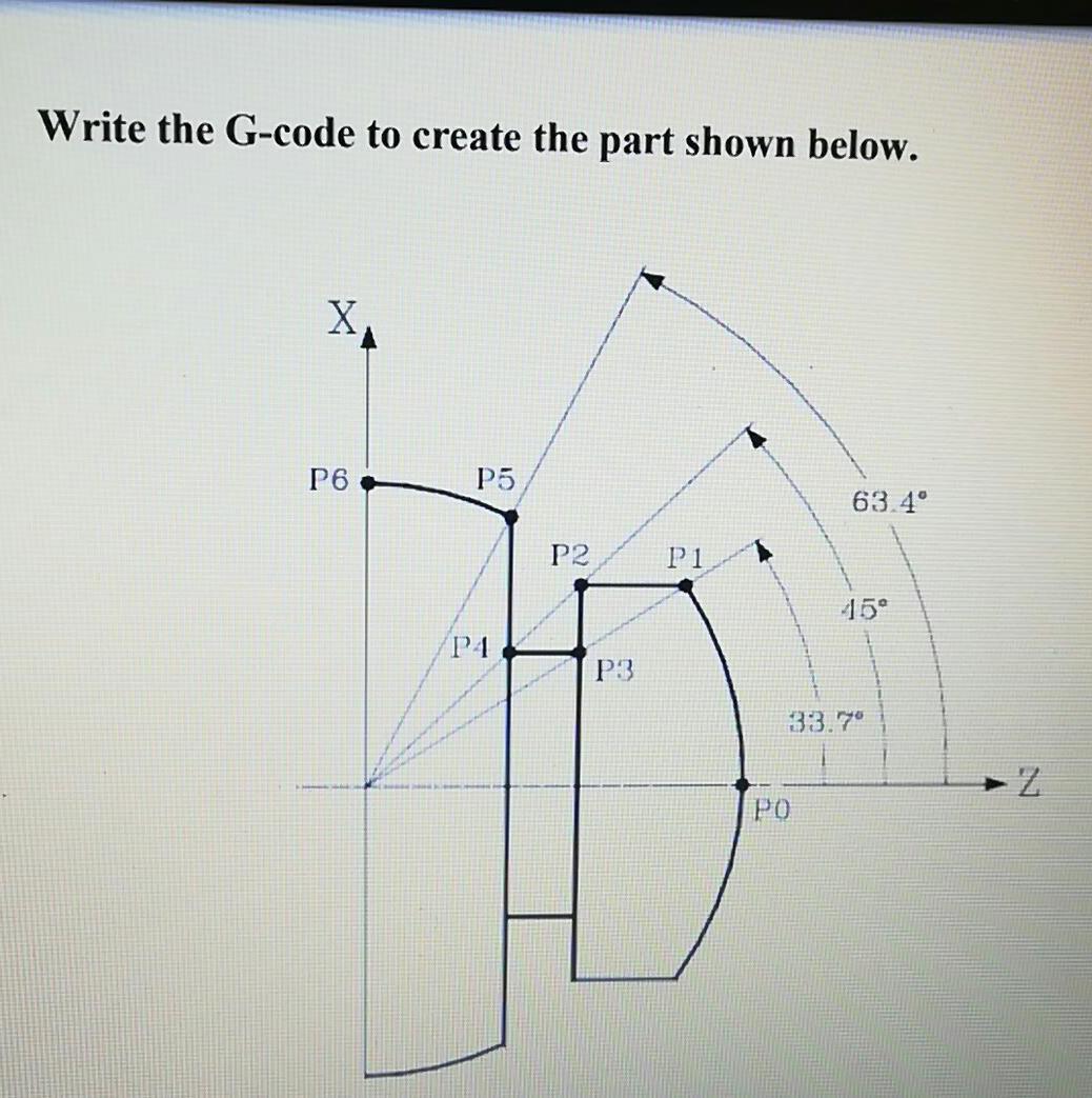 Write the G-code to create the part shown below. X P30  Chegg.com
