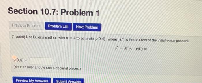 Solved Section 10.7: Problem 1 Previous Problem Problem List | Chegg.com