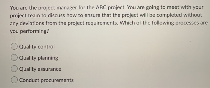 Solved You are the project manager for the ABC project. You | Chegg.com