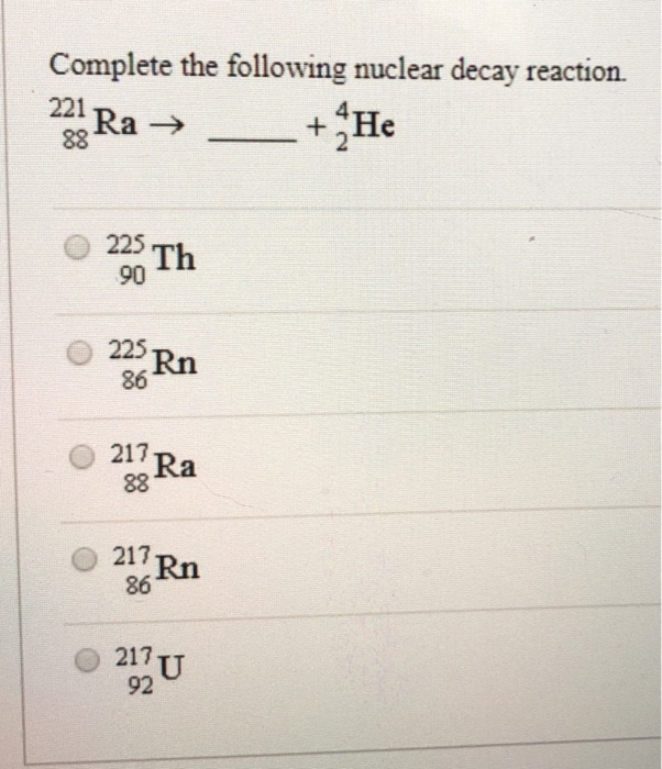 Solved The Following Nuclear Reaction Is An Example Of 4 Chegg Com