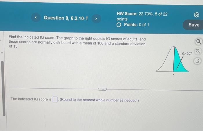 Solved Find the indicated IQ score. The graph to the right | Chegg.com