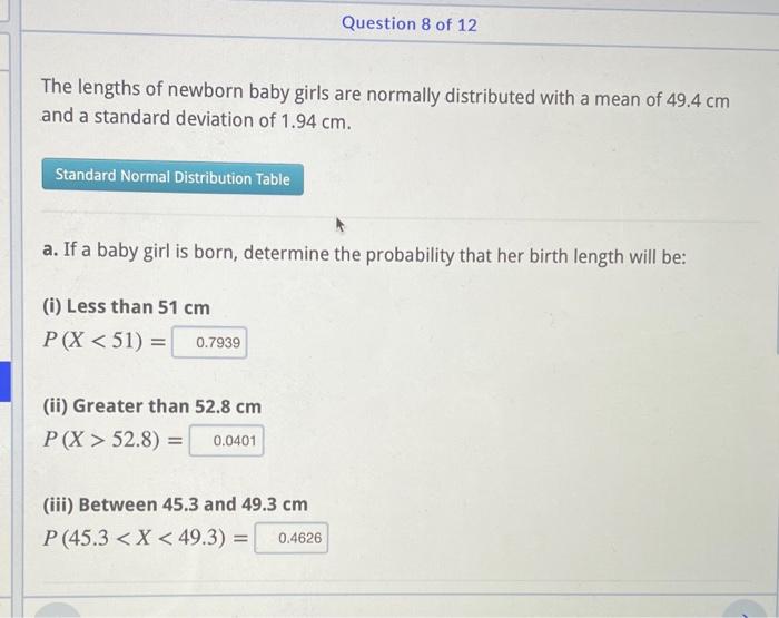 Solved The lengths of newborn baby girls are normally