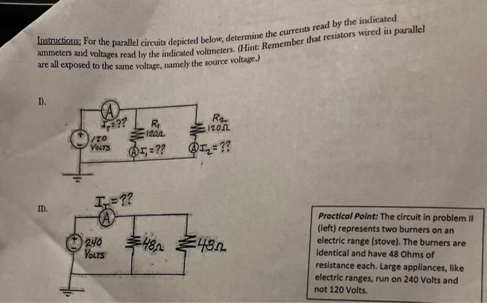 Solved Instructions; For The Parallel Circuits Depicted | Chegg.com