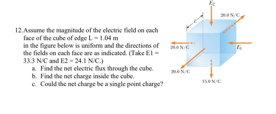 Solved 12.Assume the magnitude of the electric field on each | Chegg.com