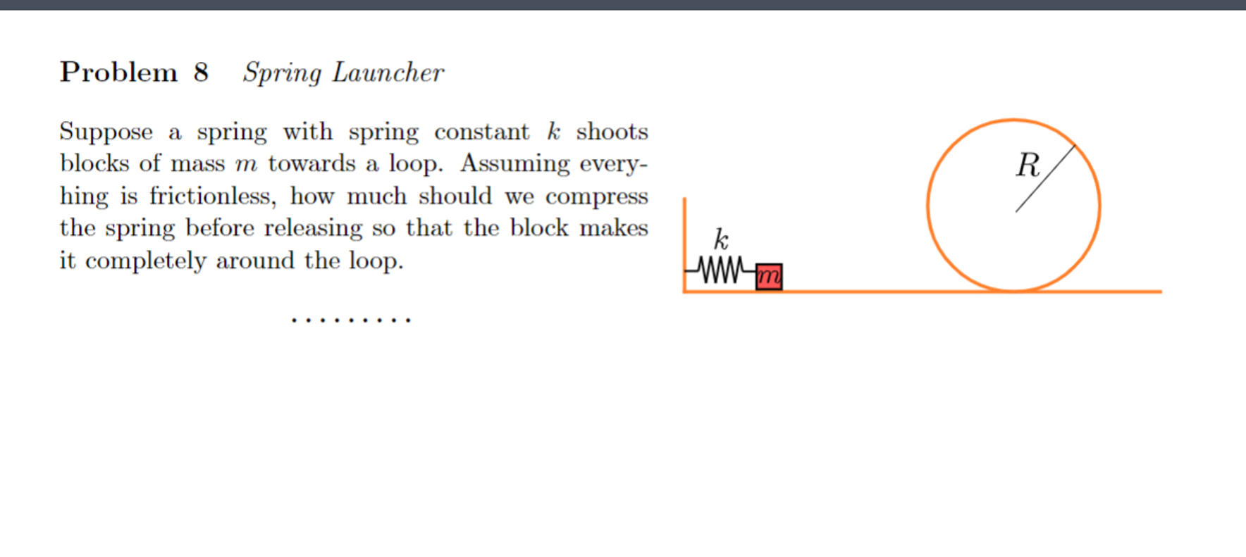 Solved Problem 8 Spring LauncherSuppose a spring with | Chegg.com